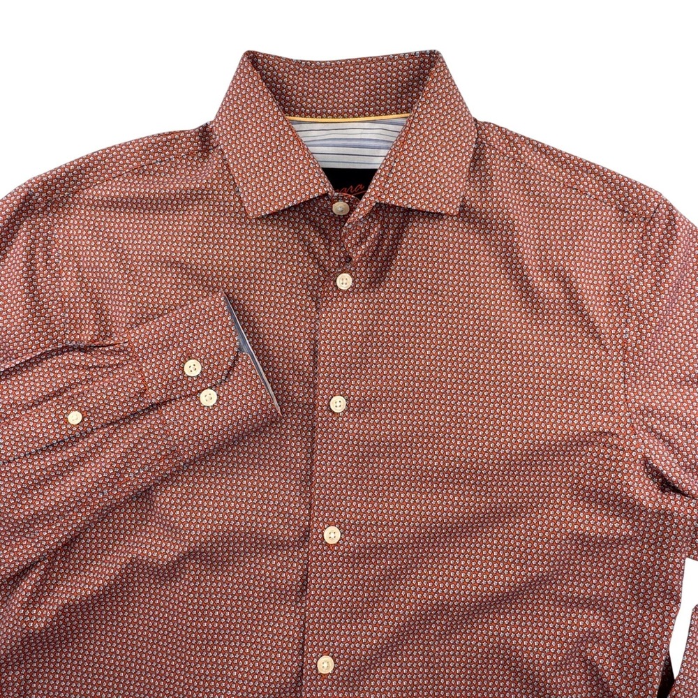 Egara Modern Fit Stretch‎ Dress Shirt Non Iron Patterned Button Up Small